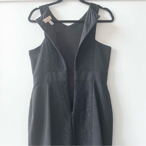 Lovely by Adrianna Papell Black Cocktail Dress with Lace Panels Size 6 - Picture 8 of 12